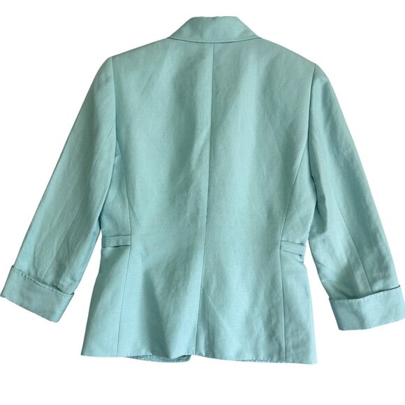 Isabella DeMarco Lt. Blue Open Front Linen Blazer Jacket Sz 4 NWT Office Siren - Picture 2 of 9